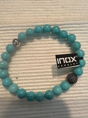INOX Turquoise Beaded Stretch Bracelet with Accent Beads